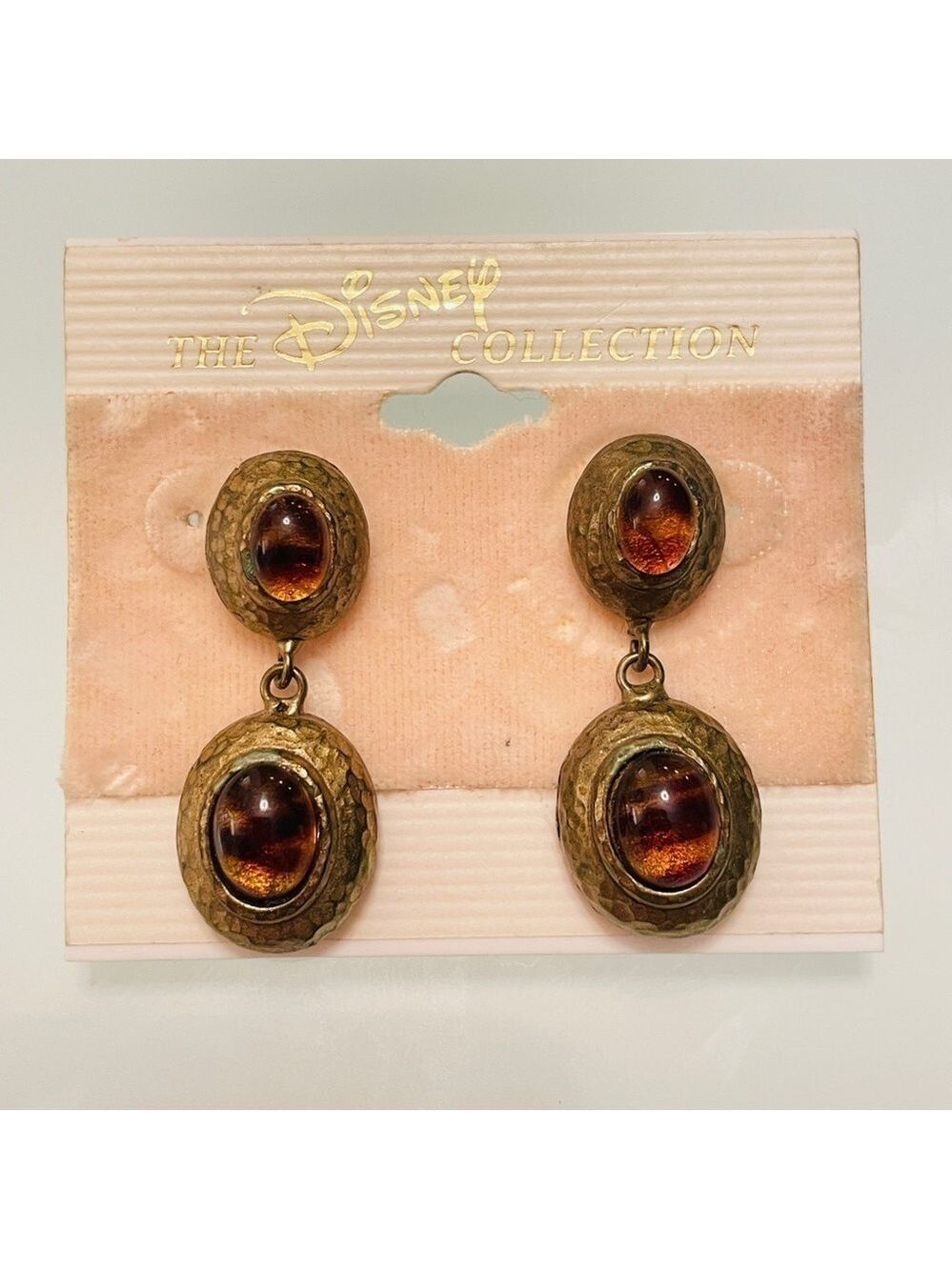 Vintage Graziano Disney Collection Brown Glass Brass Tone Hammered Drop …
